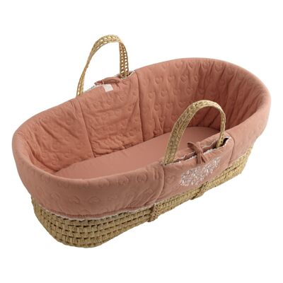 Couffin bébé en fibres naturelles avec habillage tissu - PETIT COEUR