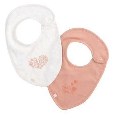 Set of 2 cotton bibs - LITTLE HEART