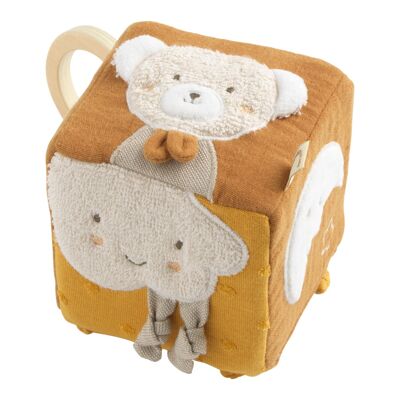 Cube d'activités bébé en coton bio - PETIT SOLEIL