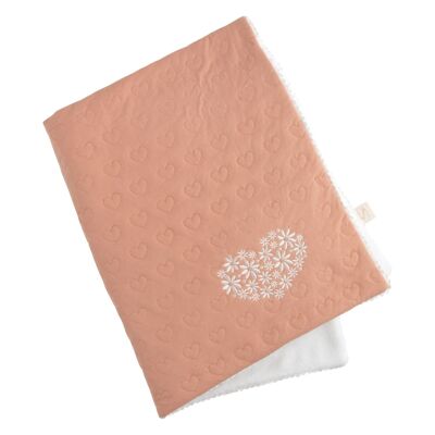 Copertina per neonati in cotone con ricamo - PICCOLO CUORE