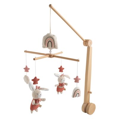 Wooden musical mobile with cotton toys - PETIT COEUR