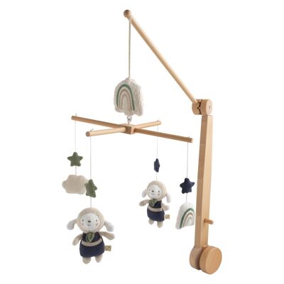 Wooden musical mobile with cotton toys - LITTLE CLOUD