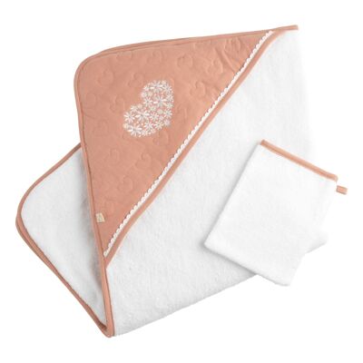 Bath cape and glove in quilted cotton and terry - PETIT COEUR