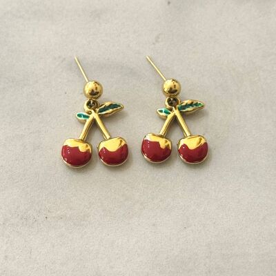 Boucles d'oreilles cerises rouges