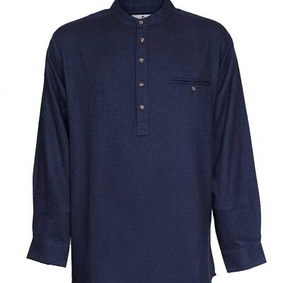Flannel Grandfather Shirt – Navy Melange Twill (LV19)