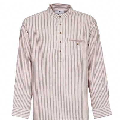 Flannel Grandfather Shirt – Red and Navy Stripe (LV7)
