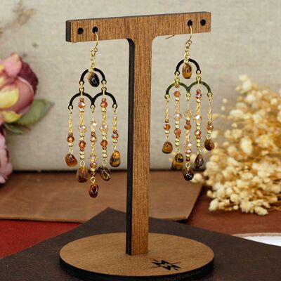 boucles d'oreilles en acier inoxydable et Pierres naturelles