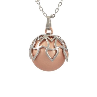 Llamador de ángeles chapado en oro rosa con tapa en forma de corazón