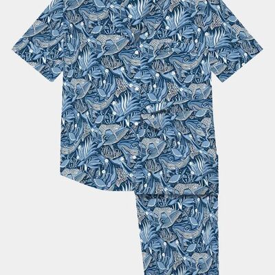 Conjunto de pijama de algodón orgánico de manga corta para mujer Lullaby of the Whales