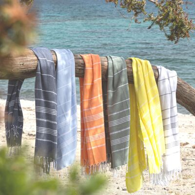 Asciugamano Hammam SULTAN – Confezione da 35 pezzi in colori assortiti / Leggero, assorbente, ad asciugatura rapida e compatto (180x100 cm)