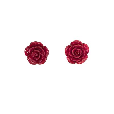 Boucles d'oreilles rouges Rosae