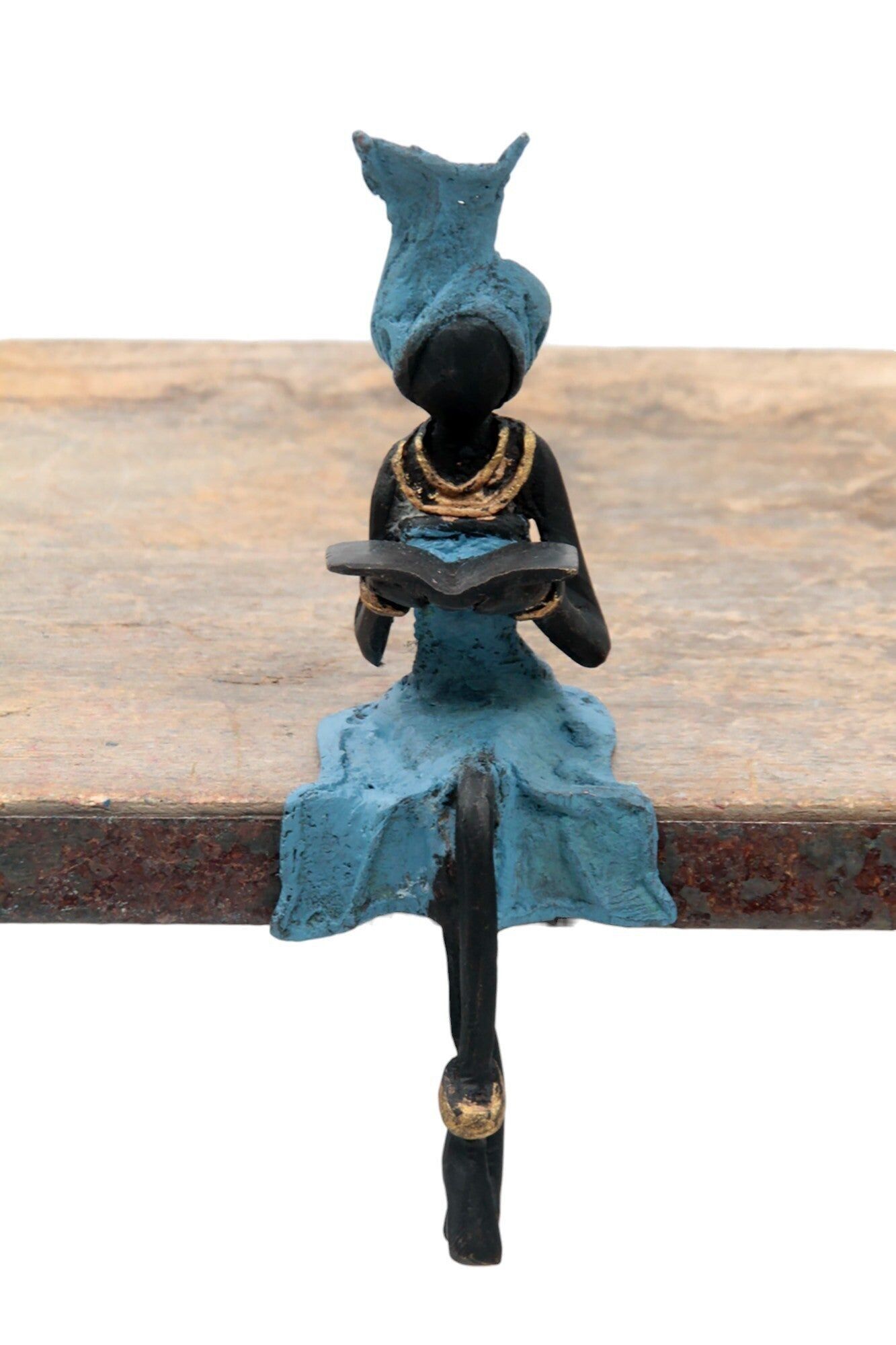 Bronzo seduto 15 cm blu n°3