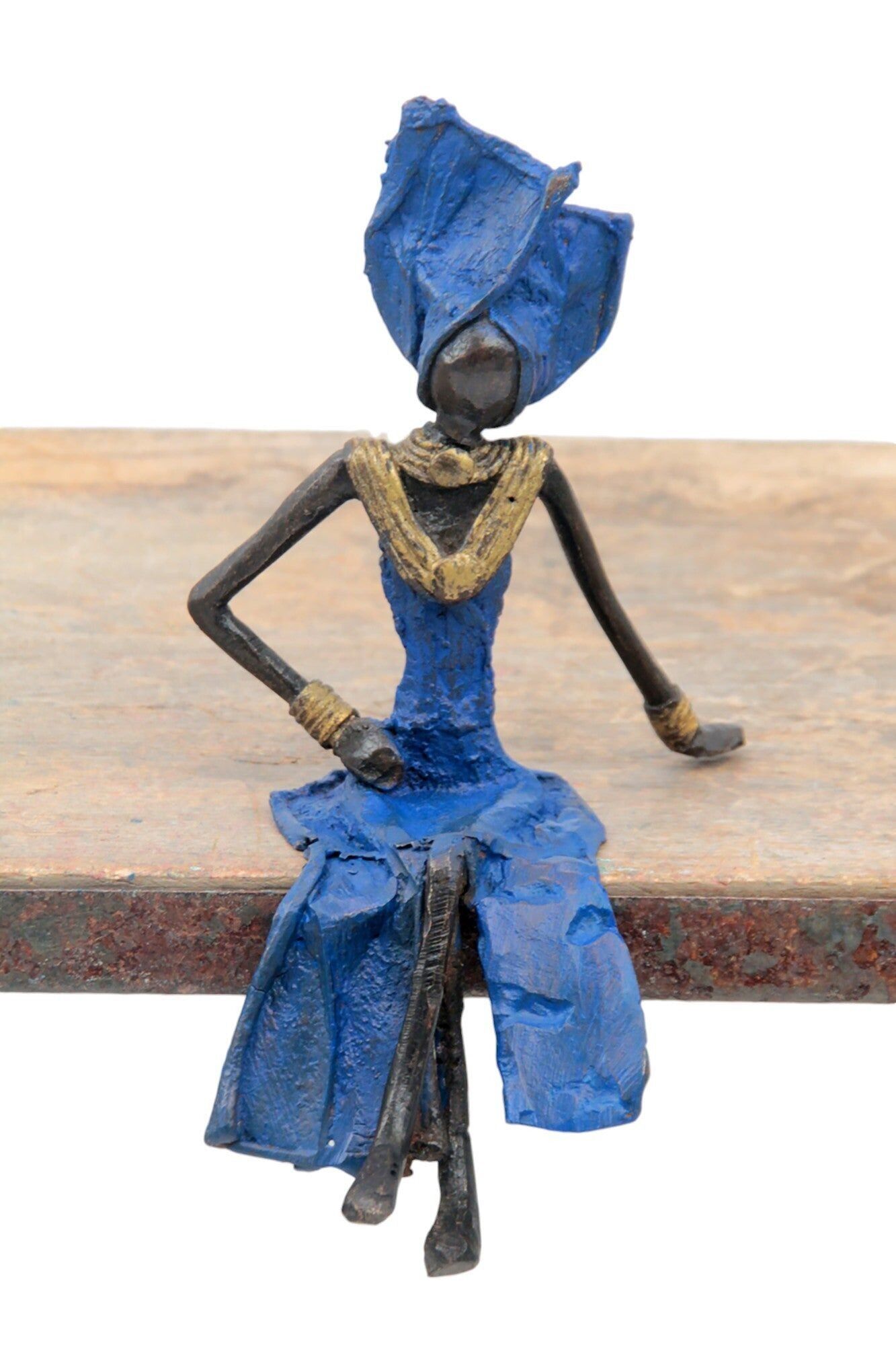 Bronzo seduto 15 cm blu n°1
