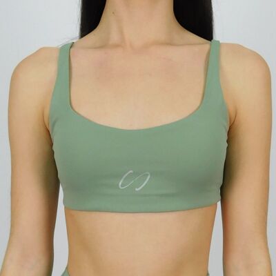 Green high-impact sports bra