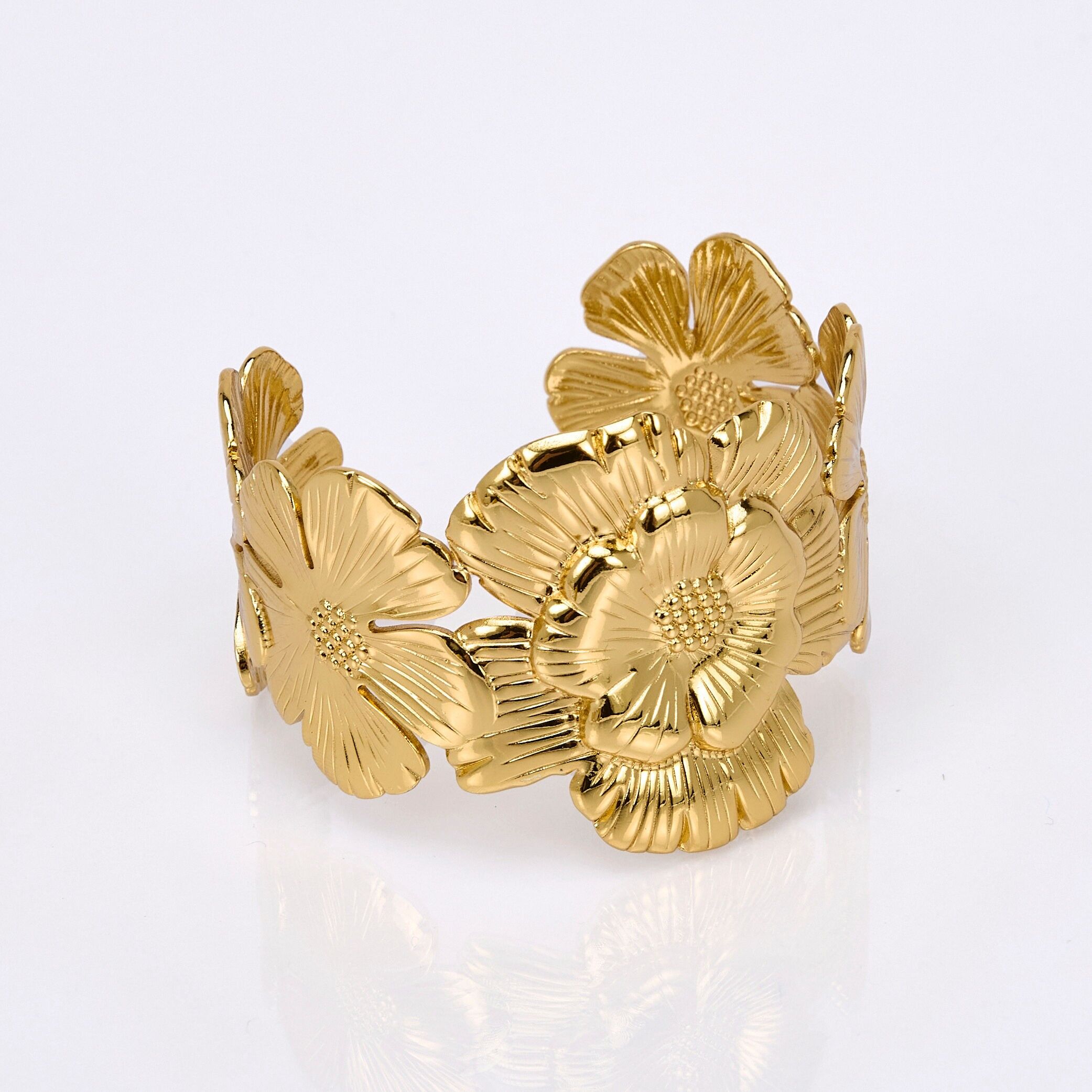 Goldene Helianthe-Manschetten aus Edelstahl