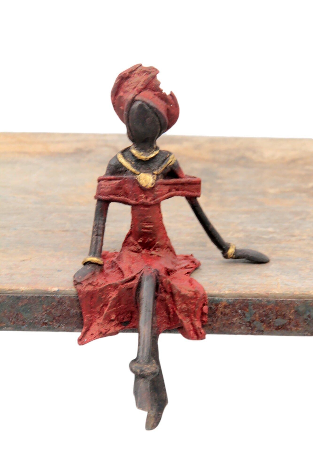 Bronzo seduto 15 cm rosso n°4