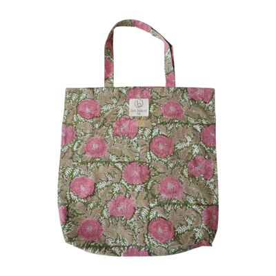Floral print cotton tote bag No. 104