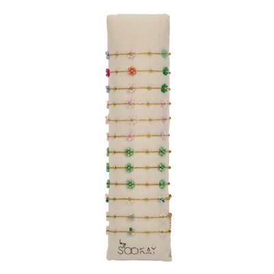bracelets thème fleurs en acier inoxydable