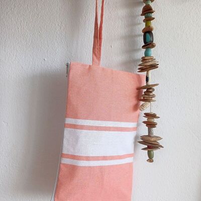 Authentic 100% cotton beach bag with plastic lining – Peach