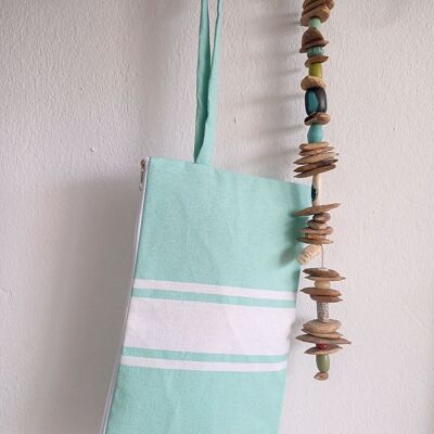 Authentic 100% cotton beach bag with plastic lining - Aqua Green