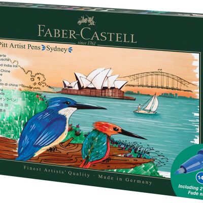 Faber-Castell PITT Artist Brush Pen City Gift Set, Box Of 12, Sydney, Multicoloured, Pigmented, Waterproof, Permanent Ink, Acid-Free, Drawing, Sketching, Art, Craft, Pens, Home, Office, Art Studio