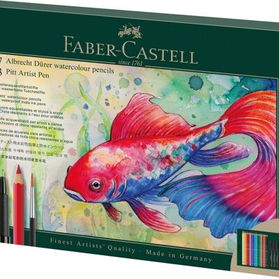 Coffret cadeau de stylos Faber-Castell Albrecht Dürer & Pitt, ensemble de 21 pièces, dessin, coloriage, peinture, pinceau, croquis, crayons, stylos, école et bureau, fournitures d'artiste.Produit d'art, bloc de papier, carnet de croquis