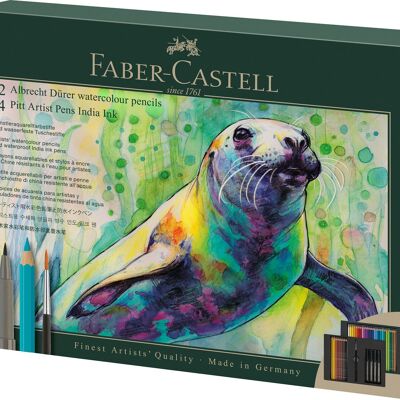 Set de regalo de bolígrafos Faber-Castell Albrecht Dürer & Pitt, juego de 37 piezas, dibujo, coloración, pintura, pincel, boceto, lápices, bolígrafos, escuela y oficina, suministros para artistas.Producto de arte, bloc de papel, cuaderno de bocetos