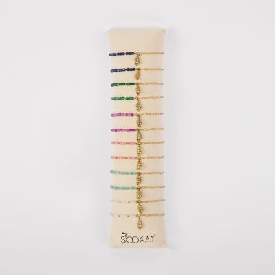 Bracciale asimmetrico in conchiglia – Agata tinta e acciaio inossidabile martellato