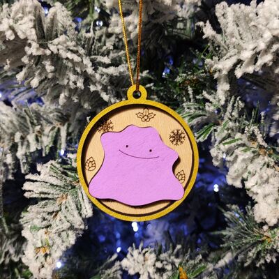 Wooden Colorful Pokémon Christmas Ornaments - Ditto