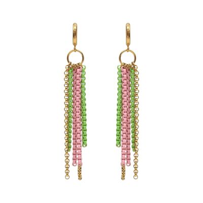 Inès – Hoop earrings & cascades of colorful chains
