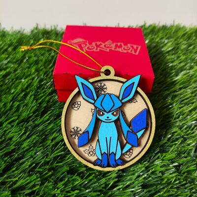 Wooden Colorful Pokémon Christmas Ornaments - Glaceon
