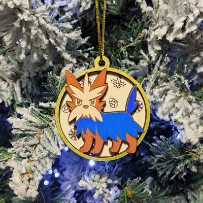 Wooden Colorful Pokémon Christmas Ornaments - Herdier
