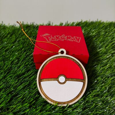 Wooden Colorful Pokémon Christmas Ornaments - Poké Ball