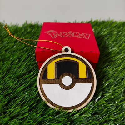 Wooden Colorful Pokémon Christmas Ornaments - Ultra Ball