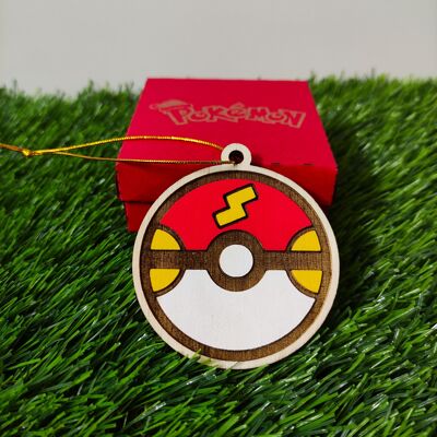 Wooden Colorful Pokémon Christmas Ornaments - Fast Ball