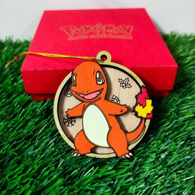 Wooden Colorful Pokémon Christmas Ornaments - Charmander