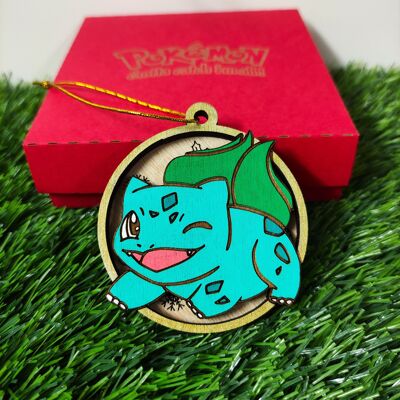 Wooden Colorful Pokémon Christmas Ornaments - Bulbasaur