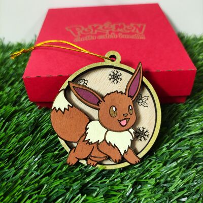 Wooden Colorful Pokémon Christmas Ornaments - Eevee