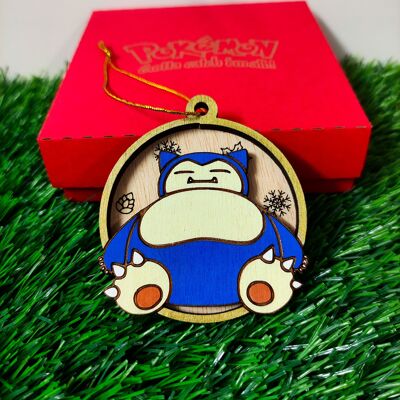 Wooden Colorful Pokémon Christmas Ornaments - Snorlax