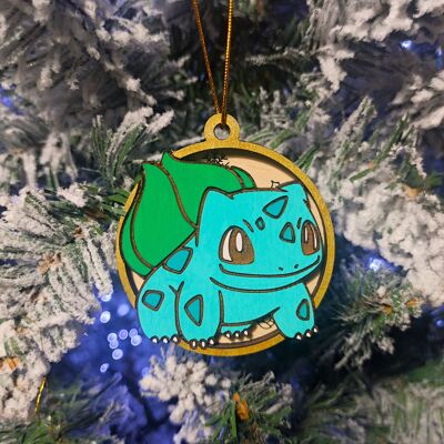 Wooden Colorful Pokémon Christmas Ornaments - Bulbasaur