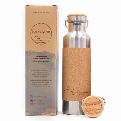 insulated stainless steel drinking bottle with cork coating - Wave