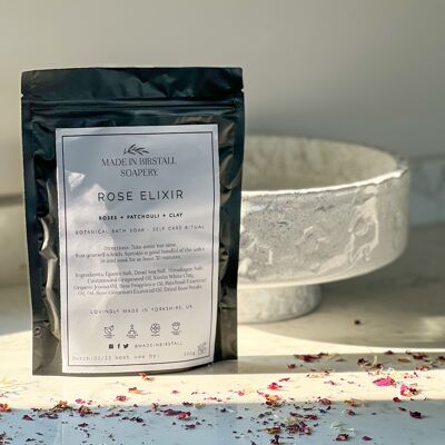 Rose Bath Salts Soak Vegan Elixir Handmade in the UK