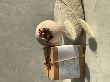 Emballage cadeau Rose & French Clay Vegan Bombe de bain faite à la main sans SLS 1