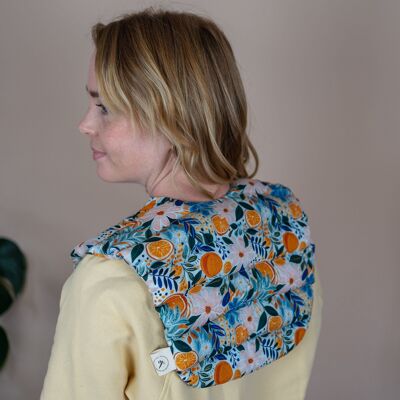 Rollo de cuello relleno de espelta orgánica para calentar - Flores Amarillas
