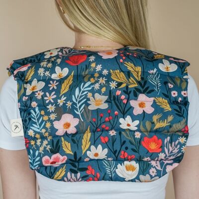 Almohada cervical de espelta de algodón - Azul Flor