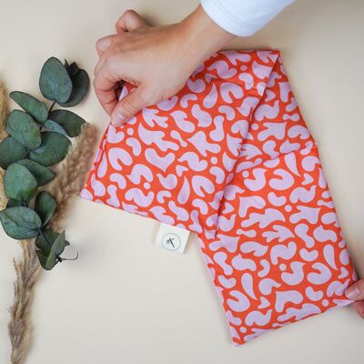 Cotton heat pad filled with organic spelt - pink-orange