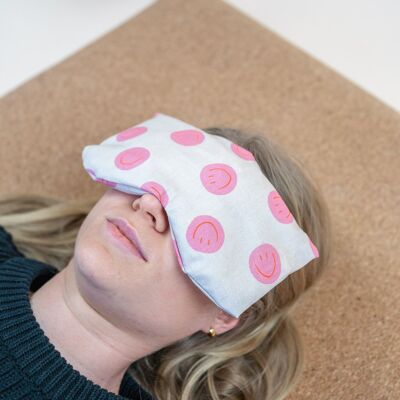 Meditation Eye Pillow for Yoga - Smiley Pink