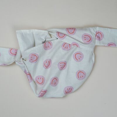 Warming belt filled with grains - Bellywrap Smiley Pink
