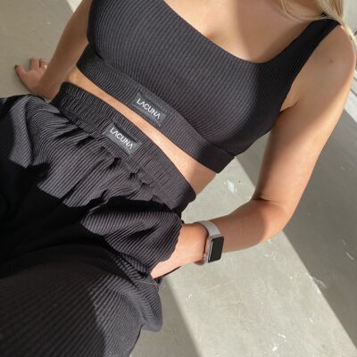 Midnight Black Straight Neck Crop