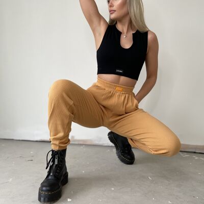 Pantalon de jogging côtelé caramel